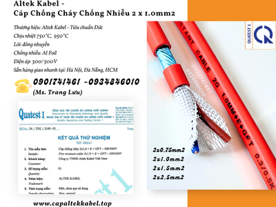 Cáp chống cháy chống nhiễu 2x1.0mm2 - Altek Kabel giao nhanh Đà Nẵng, Hà Nội, Sài Gòn 1