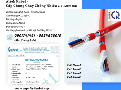 Cáp chống cháy chống nhiễu 2x1.0mm2 - Altek Kabel giao nhanh Đà Nẵng, Hà Nội, Sài Gòn 2