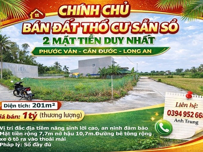 Chính chủ bán đất thổ cư sẵn sổ 2 mặt tiền duy nhất phước vân-cần đước-long an 3