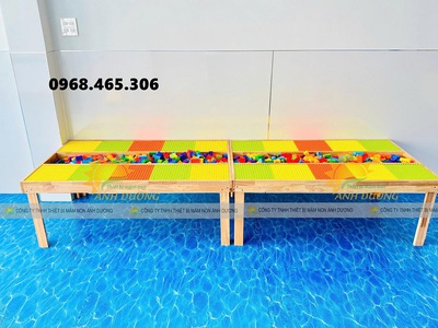 Bàn chơi lego cho bé, bàn lego trẻ em bằng gỗ 3