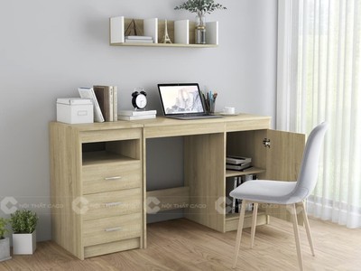 Bàn Làm Việc Tại Nhà Gỗ Công Nghiệp Kết Hợp Hệ Tủ Thông Minh 2