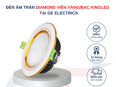 Đèn LED âm trần Diamond viền vàng/bạc Kingled tại GE Electrics 1