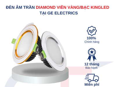 Đèn LED âm trần Diamond viền vàng/bạc Kingled tại GE Electrics 2