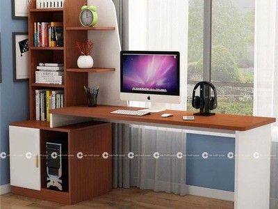 Bàn Làm Việc Tại Nhà Gỗ MDF Kết Hợp Kệ Sách Thông Minh 0