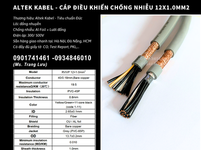 Altek Kabel - Cáp điều khiển chống nhiễu 12x0.5 Bình Định, Phú Yên, Khánh Hòa, Ninh Thuận 1