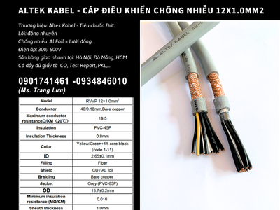Altek Kabel - Cáp điều khiển chống nhiễu 12x0.5 Bình Định, Phú Yên, Khánh Hòa, Ninh Thuận 2