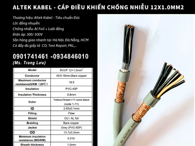 Altek Kabel - Cáp điều khiển chống nhiễu 12x0.5 Bình Định, Phú Yên, Khánh Hòa, Ninh Thuận 3
