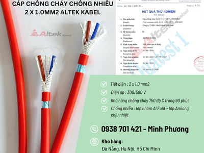 Cáp chống cháy chống nhiễu Altek Kabel 2x1.0mm2 phân phối Đà Nẵng, Khánh Hòa 1
