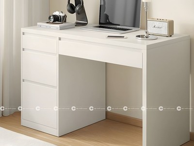 Bàn Làm Việc Gỗ MDF Tại Nhà Màu Trắng Có Hộc Kéo Nhỏ Gọn 1