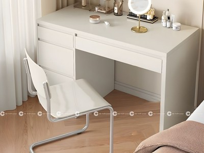 Bàn Làm Việc Gỗ MDF Tại Nhà Màu Trắng Có Hộc Kéo Nhỏ Gọn 0