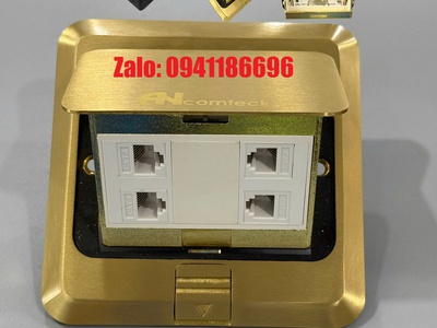 Phân phối Ổ cắm đế Âm Sàn 4 cổng mạng Lan - thoại - HDMI,.. bản màu Vàng- Bạc hãng Ancomteck 0