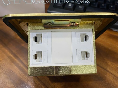 Phân phối Ổ cắm đế Âm Sàn 4 cổng mạng Lan - thoại - HDMI,.. bản màu Vàng- Bạc hãng Ancomteck 2