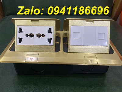Phân phối Ổ cắm đế Âm Sàn 4 cổng mạng Lan - thoại - HDMI,.. bản màu Vàng- Bạc hãng Ancomteck 3