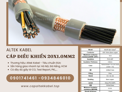 Cáp điều khiển chống nhiễu 20x1.0 Hà Nội, Đà Nẵng, Sài Gòn Altek Kabel chính hãng 0
