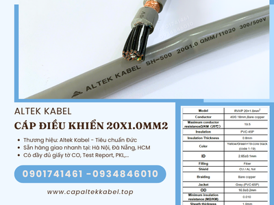 Cáp điều khiển chống nhiễu 20x1.0 Hà Nội, Đà Nẵng, Sài Gòn Altek Kabel chính hãng 1