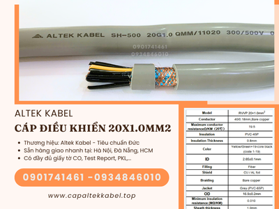 Cáp điều khiển chống nhiễu 20x1.0 Hà Nội, Đà Nẵng, Sài Gòn Altek Kabel chính hãng 2