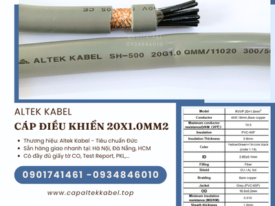Cáp điều khiển chống nhiễu 20x1.0 Hà Nội, Đà Nẵng, Sài Gòn Altek Kabel chính hãng 3