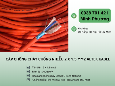 Cáp chống cháy chống nhiễu Altek Kabel 2 lõi 1.5mm2 Hồ Chí Minh, Quảng Ngãi 2