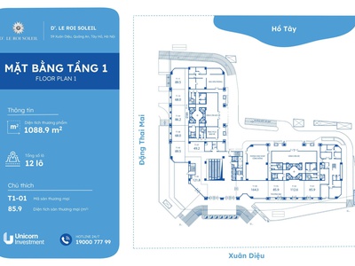 Bán sàn TTTM Uni Mall khối đế toà D . Le Roi Soleil 59 Xuân Diệu - Tây Hồ 0