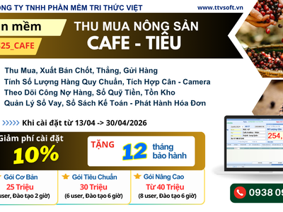 Phần Mềm Thu Mua Cafe, Tiêu - Ưu đãi 10 Mừng Đại Lễ 30/4 0