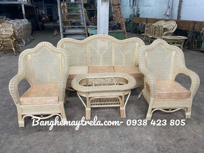 Sofa mây tự nhiên lưới mắt cáo- Bàn ghế mây phòng khách 0