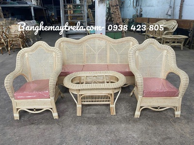 Sofa mây tự nhiên lưới mắt cáo- Bàn ghế mây phòng khách 1