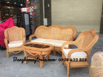 Sofa mây tự nhiên lưới mắt cáo- Bàn ghế mây phòng khách 4
