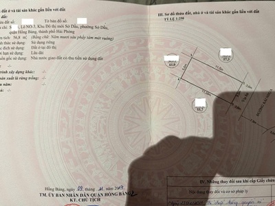 Mrs Tâm Đất view vườn hoa sau Sở Tài Chính, Sở Dầu, Hồng Bàng   56,8m , MT 5m   giá 6,8x 6