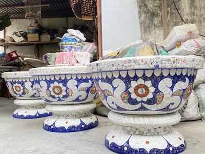 Cơ sở chậu hoa Thế Sơn - chậu hoa dán sành sứ - chậu khảm sành - cẩn miễng 5