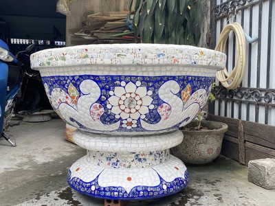 Cơ sở chậu hoa Thế Sơn - chậu hoa dán sành sứ - chậu khảm sành - cẩn miễng 9