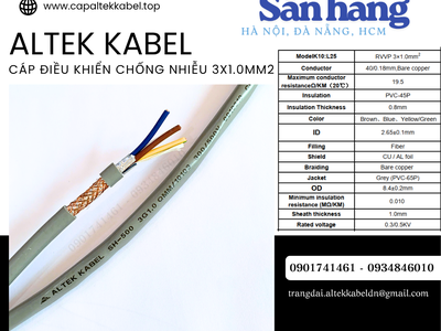 Cáp điều khiển Sh-500 3x1.0 chống nhiễu Altek Kabel sẵn Đà Nẵng, Hà Nội, Sài Gòn 2