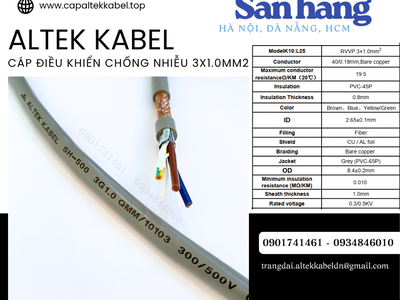 Cáp điều khiển Sh-500 3x1.0 chống nhiễu Altek Kabel sẵn Đà Nẵng, Hà Nội, Sài Gòn 3