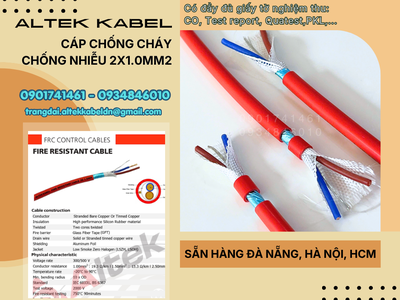 Cáp báo cháy 2x1.0mm2 chống cháy Altek Kabel - Đà Nẵng, Huế, Quảng Nam 0