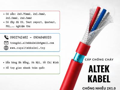 Cáp báo cháy 2x1.0mm2 chống cháy Altek Kabel - Đà Nẵng, Huế, Quảng Nam 1