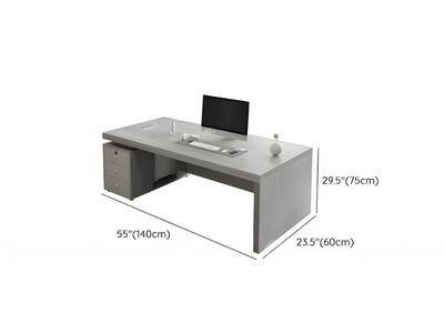 Bàn Giám Đốc Gỗ Công Nghiệp MDF Màu Xám Kết Hợp Tủ Lưu Trữ 2