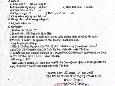 Nhà 11/78 Nguyễn Hữu Tiến, 5.2m.13.5m 69m2, 3 tầng, giá 7.5 tỷ 1