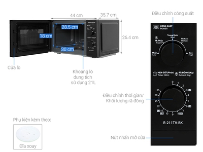 Lò Vi Sóng Sharp R-211TV-BK 21L 3