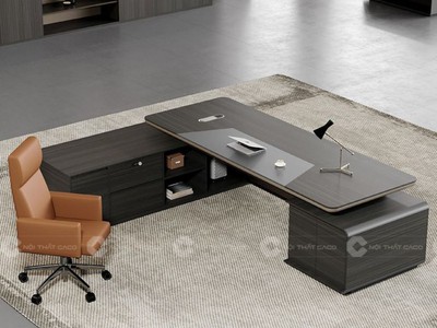 Mẫu Bàn Giám Đốc Gỗ Công Nghiệp Chữ L Màu Xám Quyền Lực 2