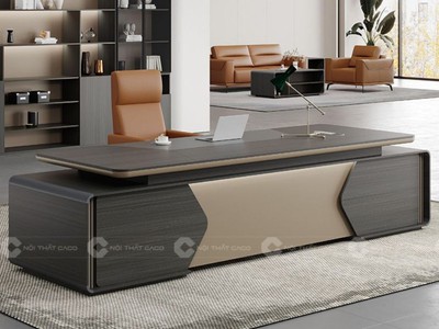 Mẫu Bàn Giám Đốc Gỗ Công Nghiệp Chữ L Màu Xám Quyền Lực 0