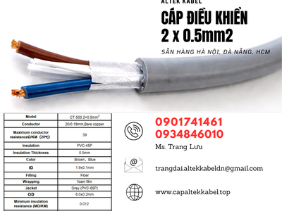 Cáp điều khiển, cáp tín hiệu 2x0.5 sẵn Đà Nẵng, Quảng Nam, Huế, Quảng Trị 0