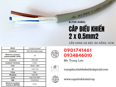 Cáp điều khiển, cáp tín hiệu 2x0.5 sẵn Đà Nẵng, Quảng Nam, Huế, Quảng Trị 3