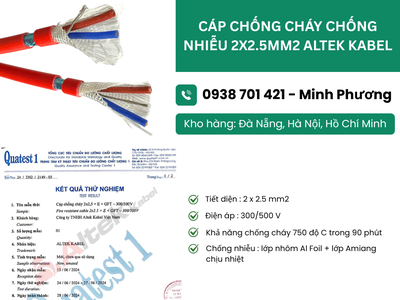 Cáp chống cháy chống nhiễu 2 lõi 2.5mm2 có sẵn Đà Nẵng, Bình Định, Quảng Trị 1