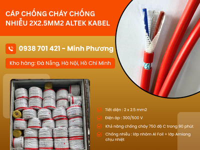 Cáp chống cháy chống nhiễu 2 lõi 2.5mm2 có sẵn Đà Nẵng, Bình Định, Quảng Trị 0