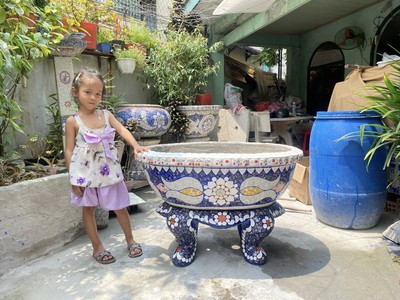 Chậu hoa - chậu khảm sành - dán miểng 0933181317 hàng thủ công mỹ nghệ thủ đức tphcm 3