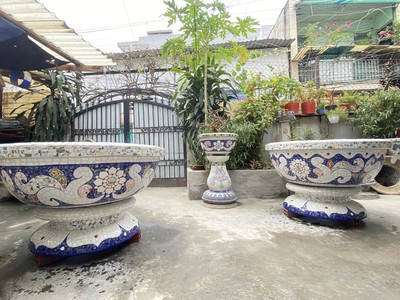 Chậu hoa - chậu khảm sành - dán miểng 0933181317 hàng thủ công mỹ nghệ thủ đức tphcm 4