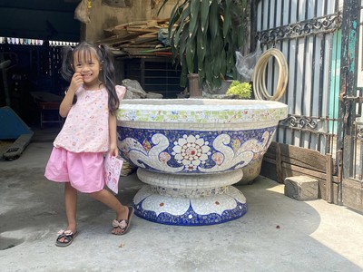 Chậu hoa - chậu khảm sành - dán miểng 0933181317 hàng thủ công mỹ nghệ thủ đức tphcm 8