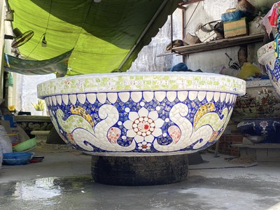 Chậu hoa - chậu khảm sành - dán miểng 0933181317 hàng thủ công mỹ nghệ thủ đức tphcm 12