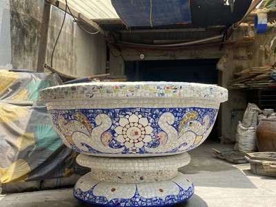 Chậu hoa - chậu khảm sành - dán miểng 0933181317 hàng thủ công mỹ nghệ thủ đức tphcm 13