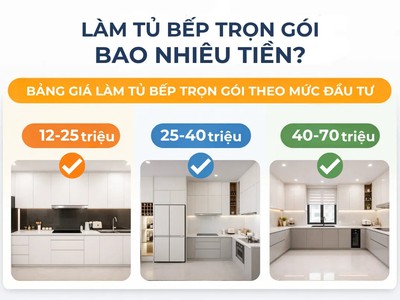 Giá Làm Tủ Bếp Trọn Gói 2026   Báo Giá Chi Tiết Theo Kích Thước   Vật Liệu 1