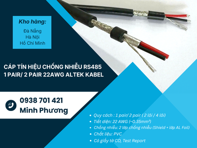Cáp tín hiệu chống nhiễu RS485 1 Pair/ 2 Pair 22AWG   Giá tốt, sẵn kho, giao nhanh 0